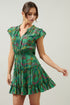 Ruya Floral Split Neck Toledo Tiered Mini Dress